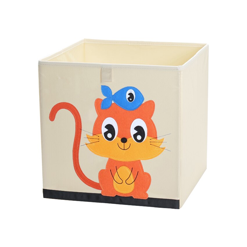 13 inch Foldable Embroidery Animal Cube Storage Box Oxford Fabric Kids Toys Organizers Bins Chest Organizer for Kids Nursery - StorageandmoreStorage