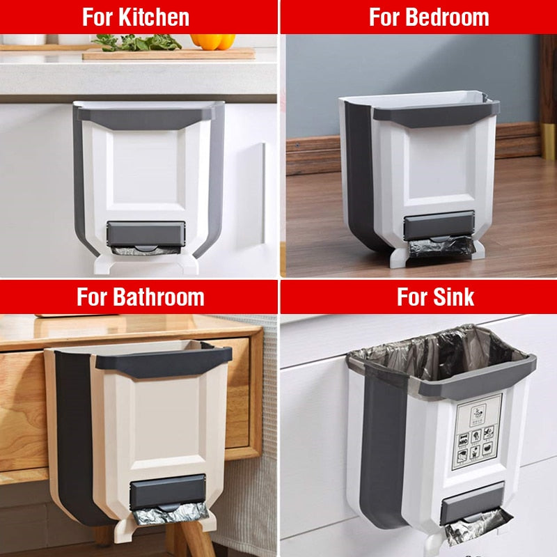 Folding Kitchen Trash Can Kitchen Folding Waste Bin Kitchen Garbage Cans Recycle Rubbish Bin for Kitchen Dustbin Garbage Bin - StorageandmoreStorage