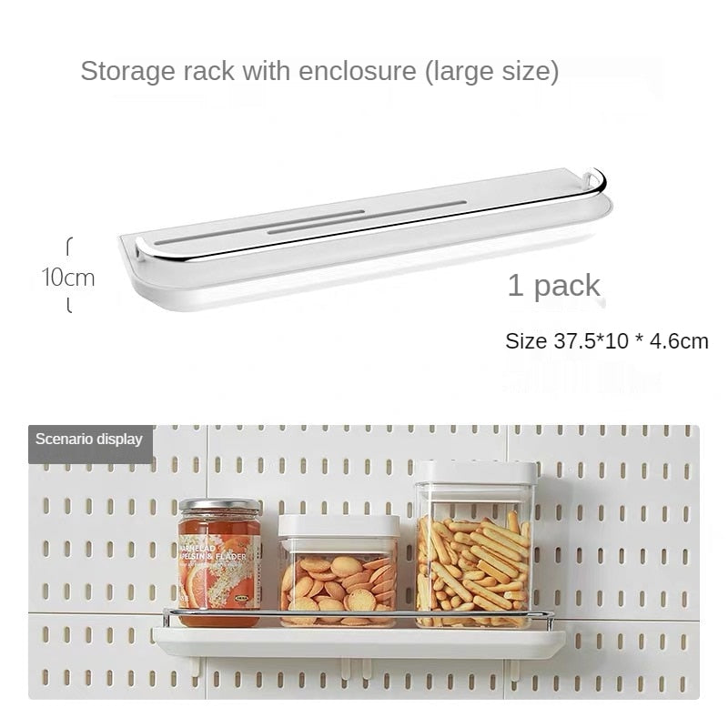 Pegboard Hanging Accessories Shelf Storage Bins Hook Brackets Clips No Punching for Garage Kitchen Pegboard Wall Organizer - StorageandmoreStorage