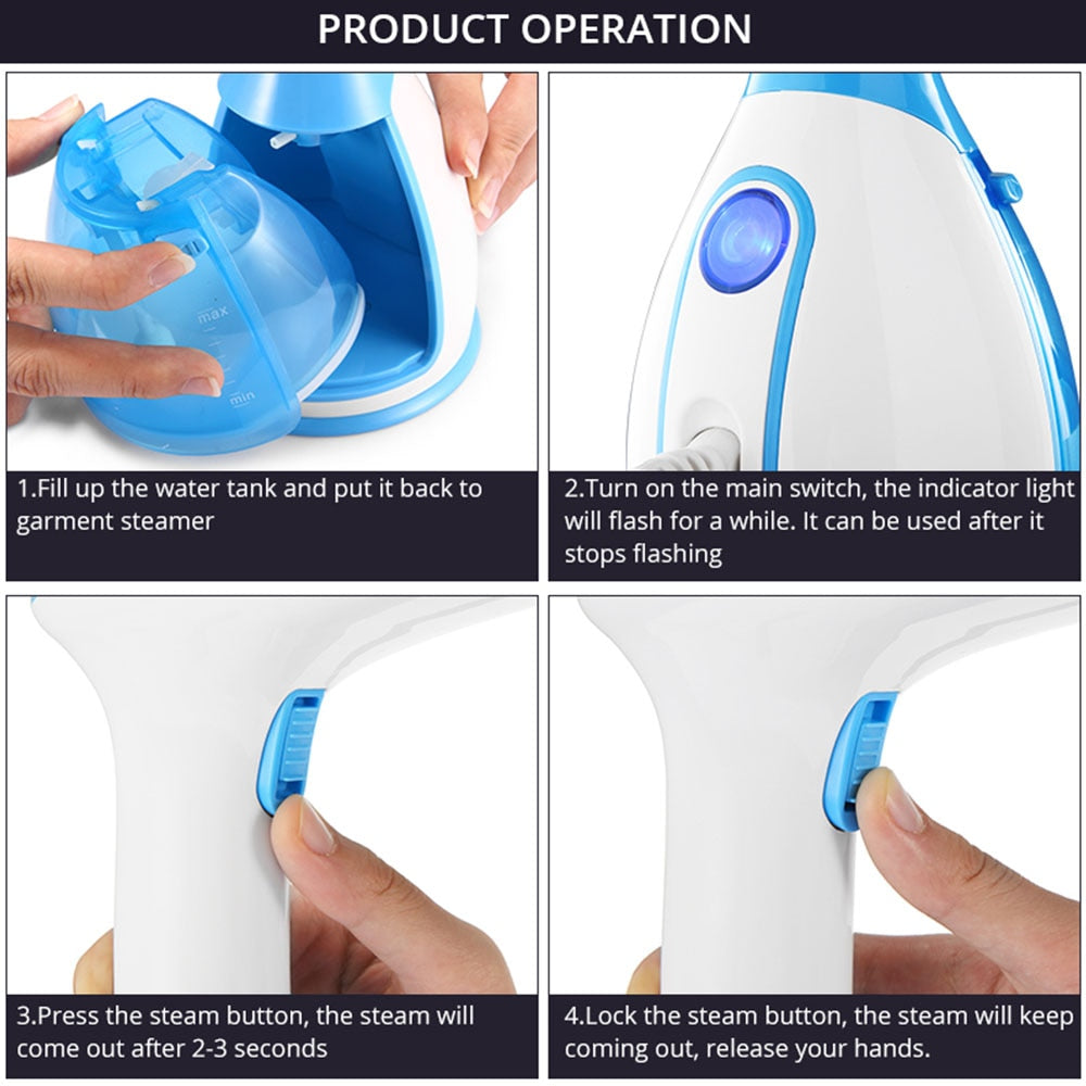 290ml Handheld Steamer 1500W Powerful Garment Steamer Portable 15 Seconds Fast-Heat Steam Iron Ironing Machine for Home Travel - StorageandmoreStorage