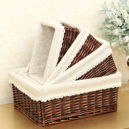 4 Sizes Handmade Rattan Storage Baskets Household Items Snacks Fruit Debris Laundry Finishing Willow Storage Basket - StorageandmoreStorage