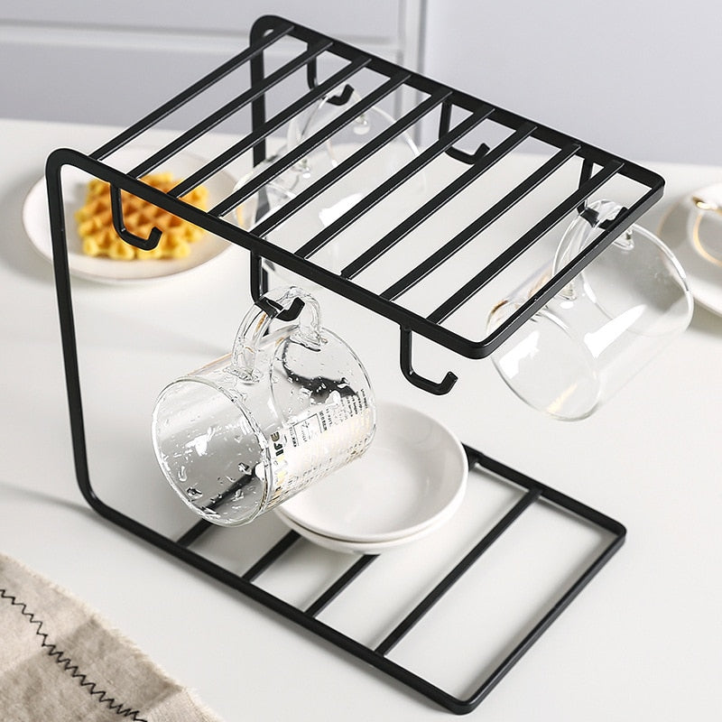 Multiple Hooks Art Coffee Cup Rack Glass Tea Organizer Marc Holder Kitchen Storage Organization - StorageandmoreStorage