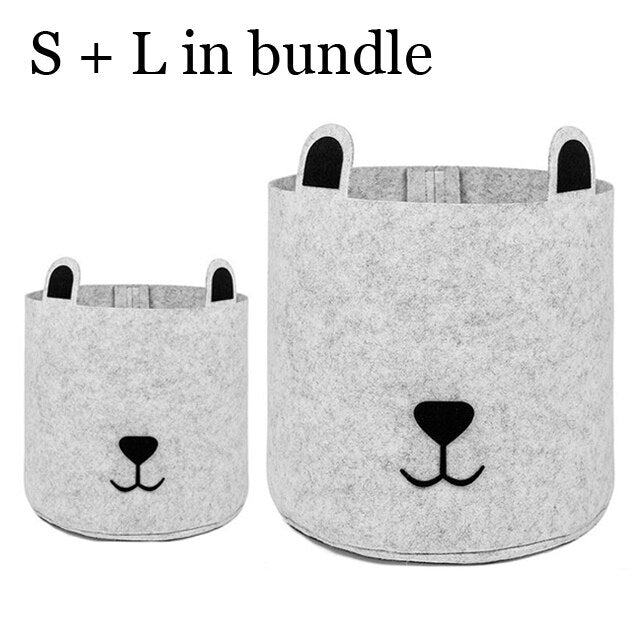 Felt Fabric Laundry Basket Toy Storage Baskets Bin For Kids Dog Toys Clothes Organizer Cute Animal Laundry bucket - StorageandmoreStorage