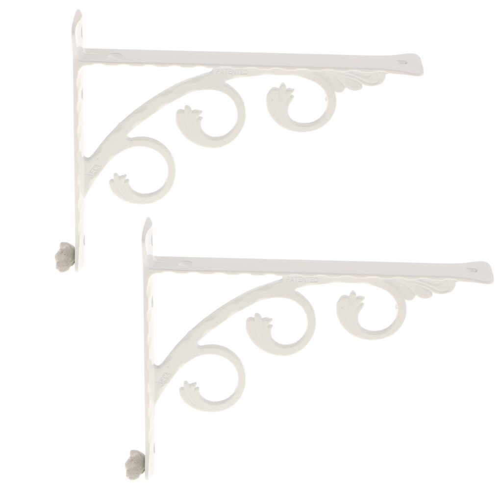 2Pcs L Shaped Wall Mounted Shelf Bracket Metal Hanging Holder European Style White Black 12x15cm 15x20cm 20x25cm - StorageandmoreStorage