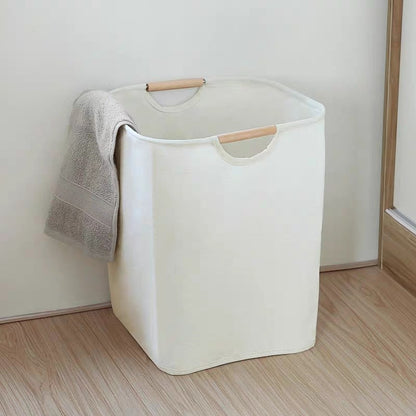 Dirty Clothes Storage Basket with Wood Handle Organizer Laundry Basket Collapsible Large Laundry Hamper - StorageandmoreStorage