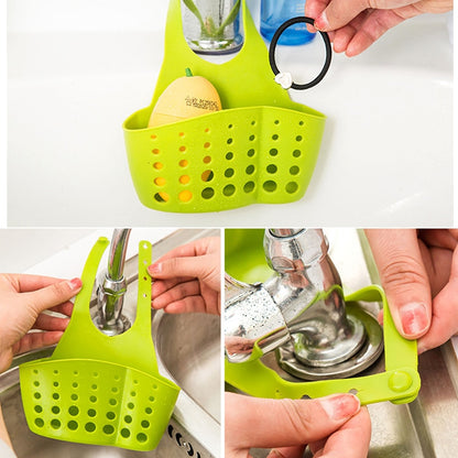 Sink Sponge Storage Hanging Basket Adjustable Snap Button Type Drain Rack Faucet Storage Drain Baskets Home Kitchen Tools - StorageandmoreStorage