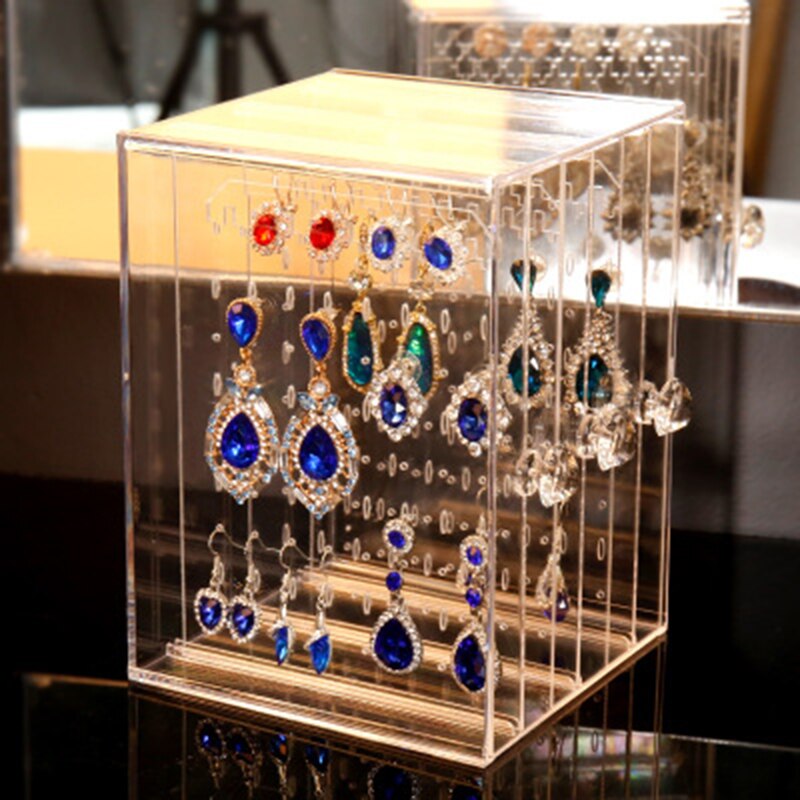 Transparent Jewelry Storage Box Earring Display Stand Storage Box Organizer Drawer Storage Rack Necklace Jewelry Display Cabinet - StorageandmoreStorage