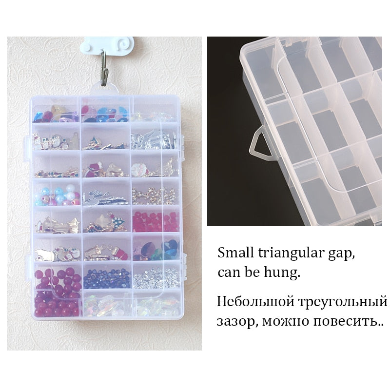 Transparent Plastic Storage Jewelry Box Compartment Adjustable Container For Beads Earring Box For Jewelry Rectangle Box Case - StorageandmoreStorage