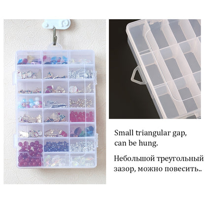 Transparent Plastic Storage Jewelry Box Compartment Adjustable Container For Beads Earring Box For Jewelry Rectangle Box Case - StorageandmoreStorage