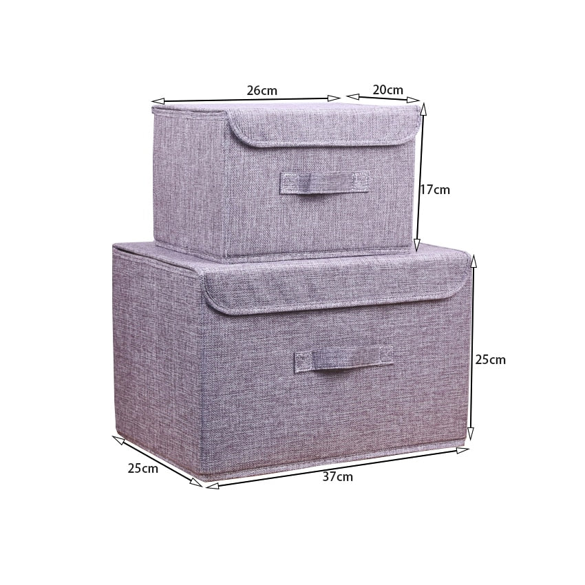 New Washable cotton linen Storage Box With lid Clothes Socks Toy Snacks Sundries organizer Cosmetics storage basket - StorageandmoreStorage