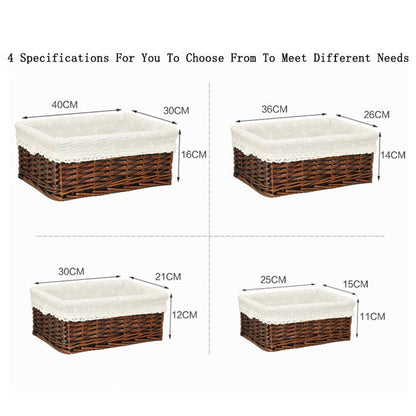 4 Sizes Handmade Rattan Storage Baskets Household Items Snacks Fruit Debris Laundry Finishing Willow Storage Basket - StorageandmoreStorage