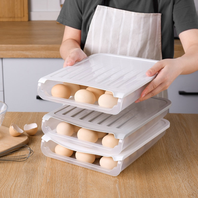 Plastic Egg Storage Box Kitchen Tools Refrigerator Storage Box Outdoor Picnic 18 Grid Food Container Multifunctional Egg Crisper - StorageandmoreStorage