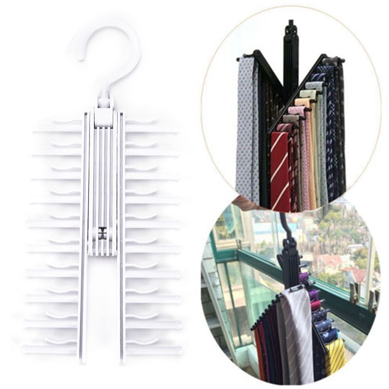 Creative Adjustable 360 Degree Rotating Tie Rack Belt Scarf Neckties Hanger Holder Closet Storage Organizer - StorageandmoreStorage