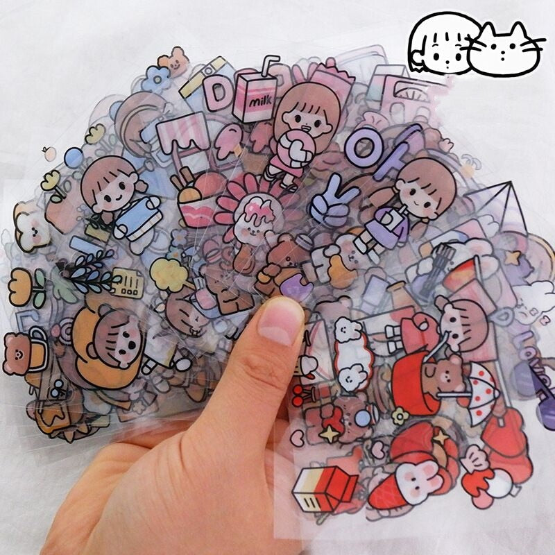 MINKYS Waterproof PET 100pcs/box Kawaii Milk Rabbit Scrapbooking Sticker Decorative Stickers Gift Set School Office Stationery - StorageandmoreStorage