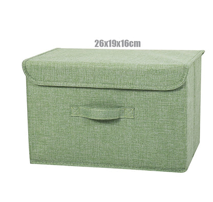 2021 New Washable Cotton Linen Fabric Folding CD Storage Box Foldable Bins Toys Organizer With Lid Storage Basket Laundry Basket - StorageandmoreStorage