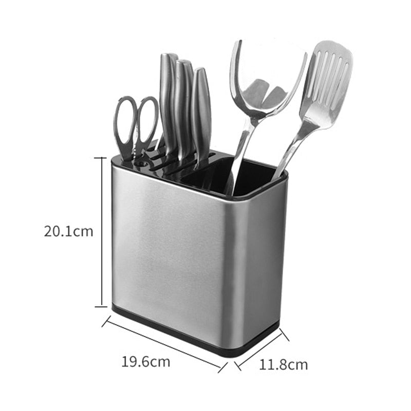 Kitchen Cutlery Organizer Knife Stand Plastic Drain Storage Holder Spoon Fork Chopstick Kitchenware Cooking Tool Tray Shelf Box - StorageandmoreStorage