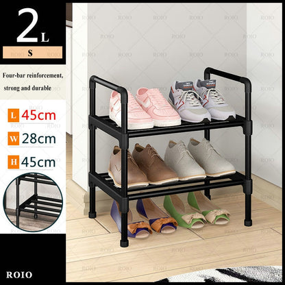 Simple Shoe Rack Metal Shoe Shelf Footwear Shoe Rack Living Room Space Saving Shoes Organizer Stand Holder Black Shoe Shelf - StorageandmoreStorage