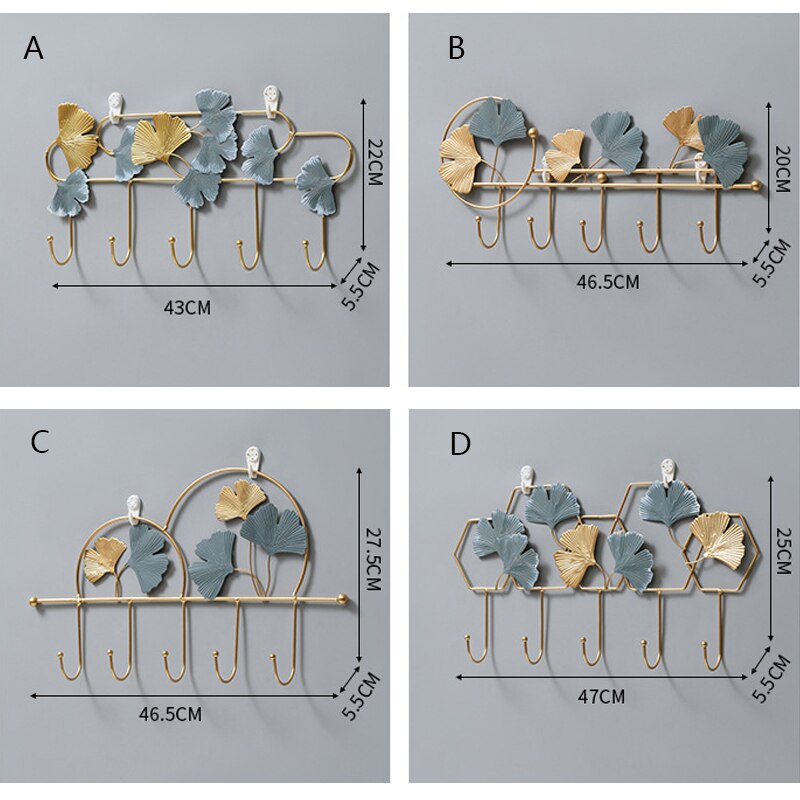 Creative Metal Key Hooks Coat Rack Nordic Home Decoration Iron Wall Shelving Storage Hanger Wall Hanging Hook - StorageandmoreStorage