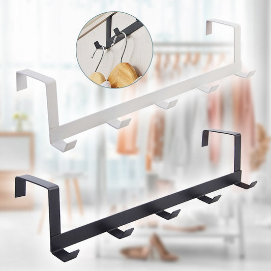 Coat Hook Rack Over the Door 5 Hooks Home Organizer Metal Hanging Rack Cloth Coat Hat Hanger Bathroom Kitchen Accessories - StorageandmoreStorage