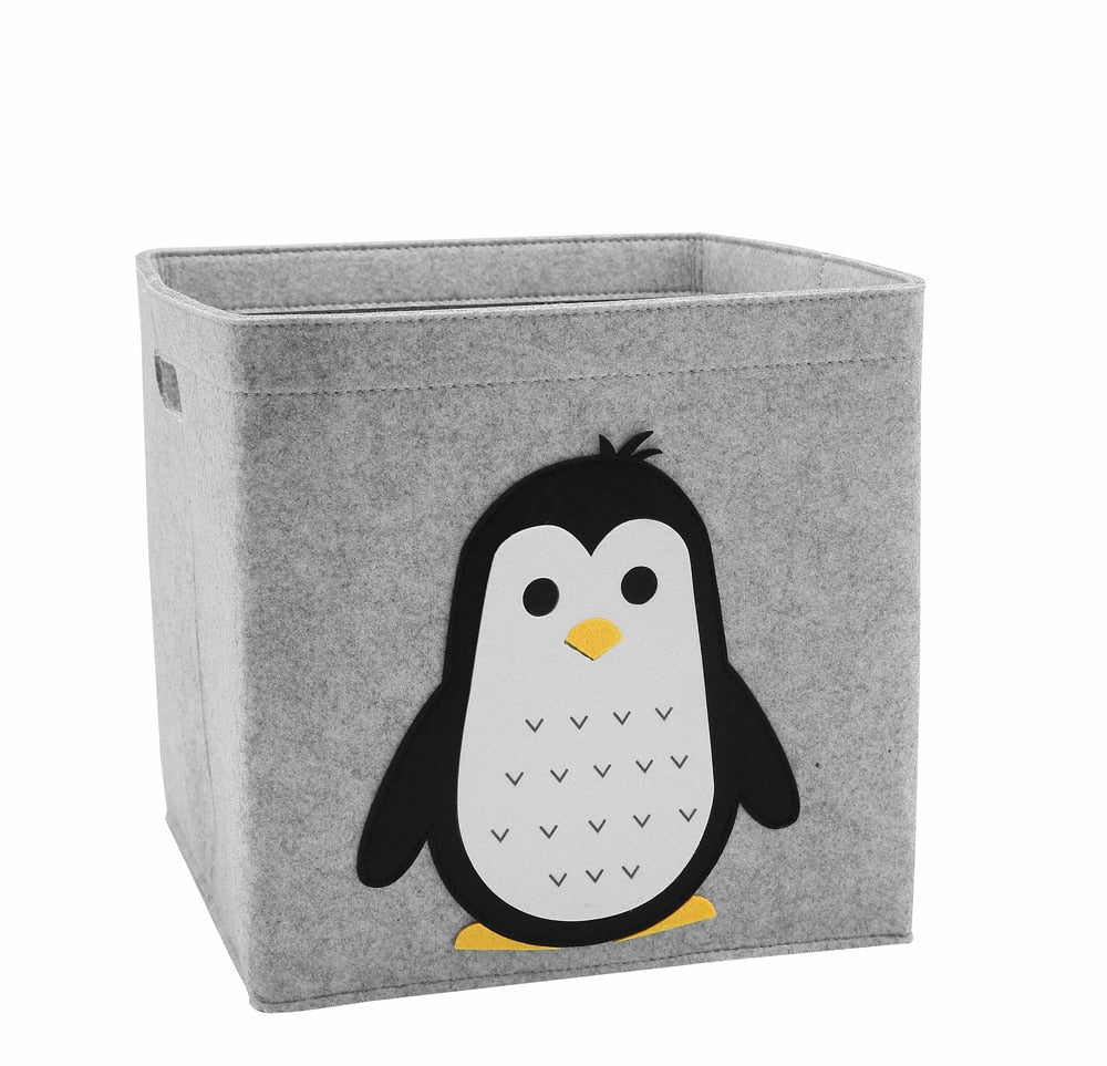 Creative Cartoon Animal Storage Box Felt Fabric Cube Nursery Shelf Home Closet Folding Storage Basket For Kids Toys Organizer - StorageandmoreStorage