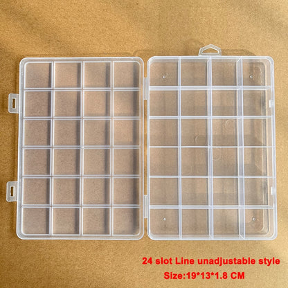 Yidensy 1pcs Square Transparent Plastic Storage Box Case 10/24 Slot Adjustable for Pills Jewelry Beads Earring Case Organizer - StorageandmoreStorage