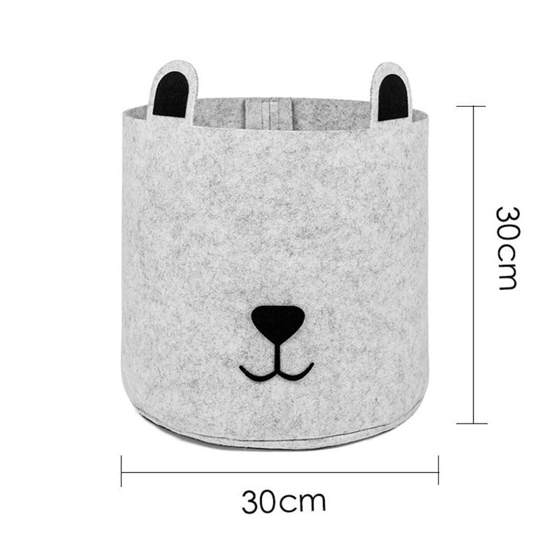 Felt Fabric Laundry Basket Toy Storage Baskets Bin For Kids Dog Toys Clothes Organizer Cute Animal Laundry bucket - StorageandmoreStorage