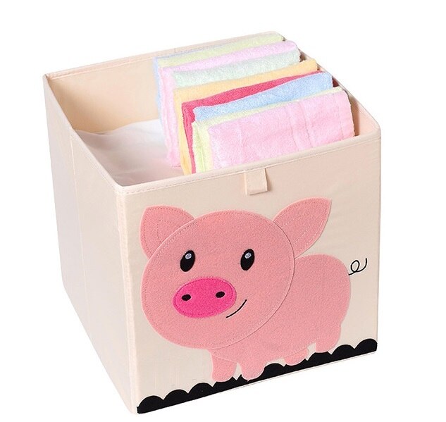 13 inch Foldable Embroidery Animal Cube Storage Box Oxford Fabric Kids Toys Organizers Bins Chest Organizer for Kids Nursery - StorageandmoreStorage