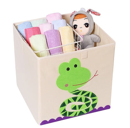 13 inch Foldable Embroidery Animal Cube Storage Box Oxford Fabric Kids Toys Organizers Bins Chest Organizer for Kids Nursery - StorageandmoreStorage