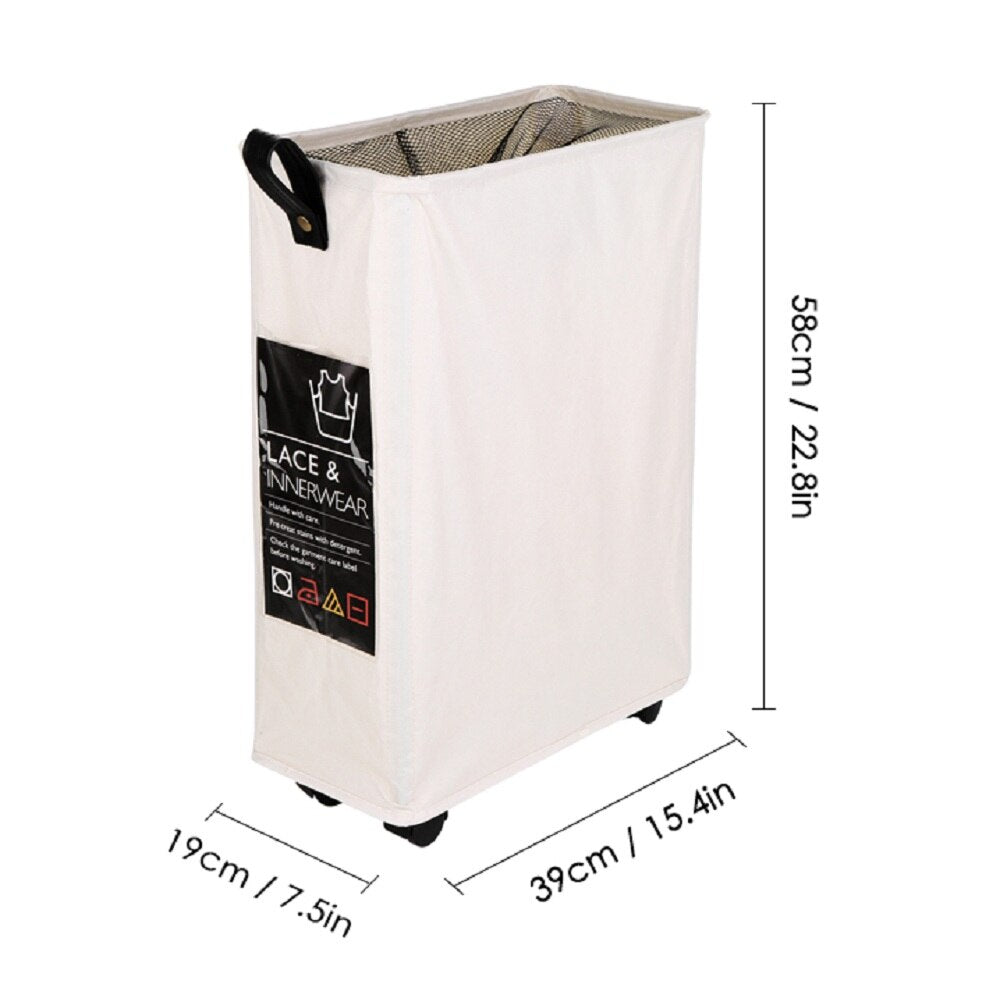 Foldable Laundry Basket Organizer For Dirty Clothes Laundry Hamper large sorter 3 Divider Collapsible Folding Basket with Wheels - StorageandmoreStorage