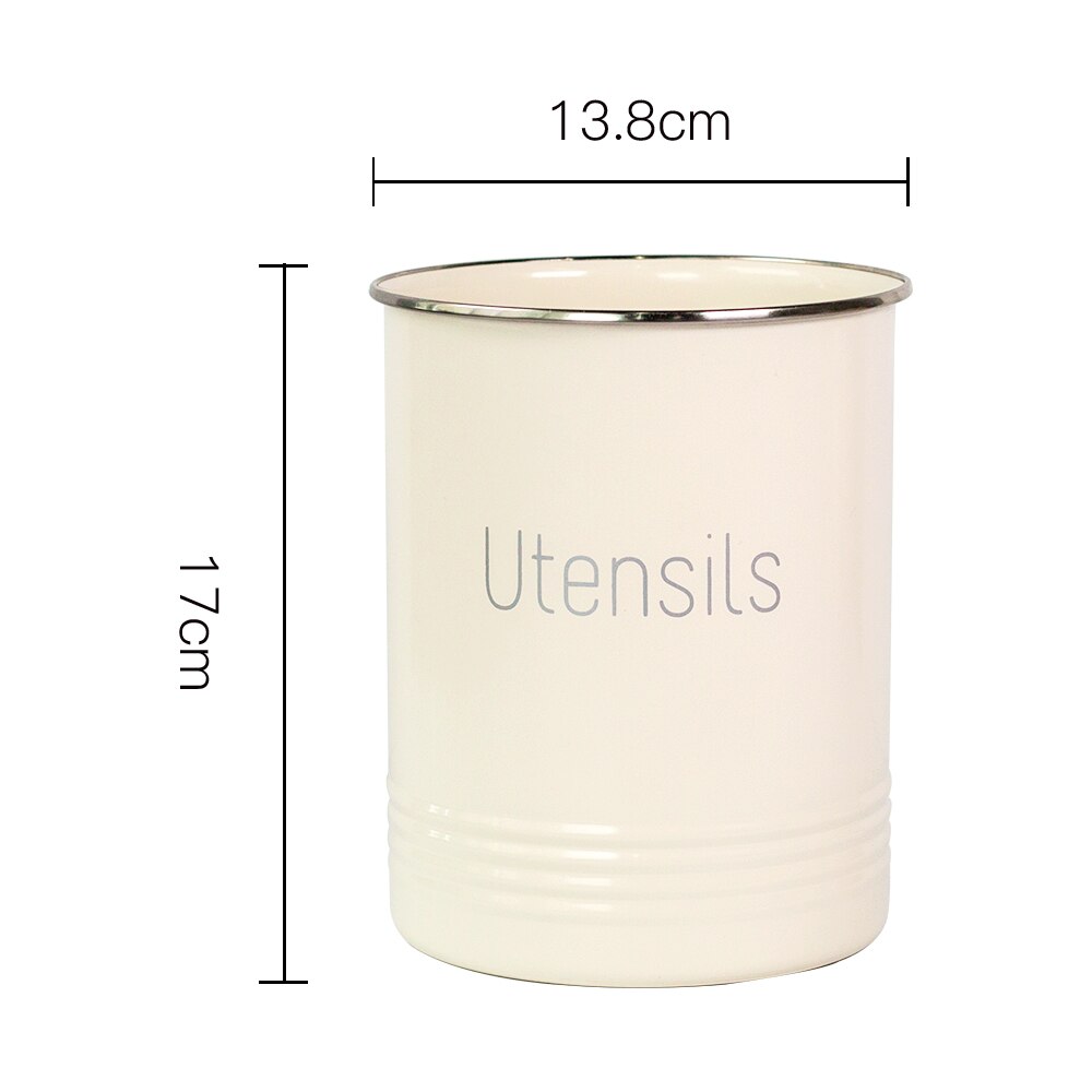 Round Utensil Storage Jar Kitchen Tableware Organizer Jars No Lid Cooking Tool Metal Box Scandinavia Cosmetic Brush Container - StorageandmoreStorage