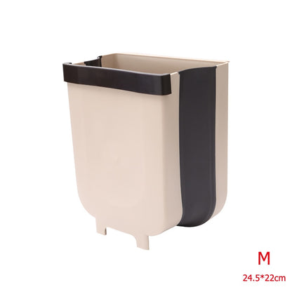 LMETJMA 9L Folding Waste Bin Kitchen Hanging Trash Can Cabinet Door Hanging Trash Garbage Bin For Bedroom Bathroom KC0309 - StorageandmoreStorage