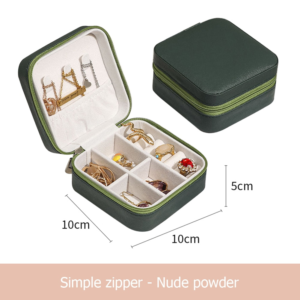 2021 Jewelry Organizer Display Travel Jewelry Case Boxes Travel Portable Jewelry Box Leather Storage Organizer Earring Holder - StorageandmoreStorage