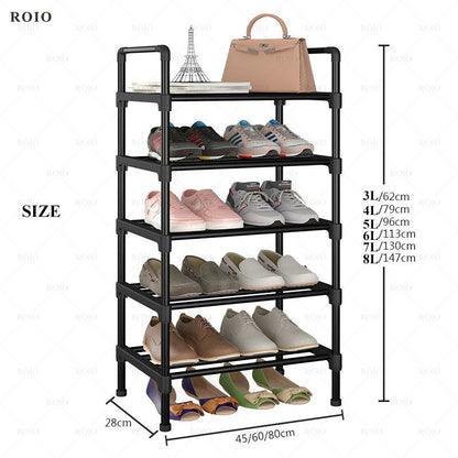 Simple Shoe Rack Metal Shoe Shelf Footwear Shoe Rack Living Room Space Saving Shoes Organizer Stand Holder Black Shoe Shelf - StorageandmoreStorage