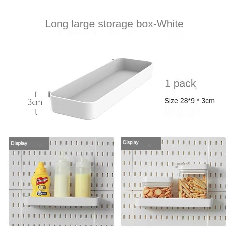 Pegboard Hanging Accessories Shelf Storage Bins Hook Brackets Clips No Punching for Garage Kitchen Pegboard Wall Organizer - StorageandmoreStorage