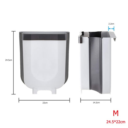 LMETJMA 9L Folding Waste Bin Kitchen Hanging Trash Can Cabinet Door Hanging Trash Garbage Bin For Bedroom Bathroom KC0309 - StorageandmoreStorage