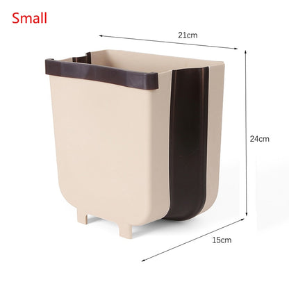 9L Wall Mounted Folding Waste Bin Kitchen Cabinet Door Hanging Trash Bin Car Garbage Trash Can for Bathroom Toilet Waste Storage - StorageandmoreStorage