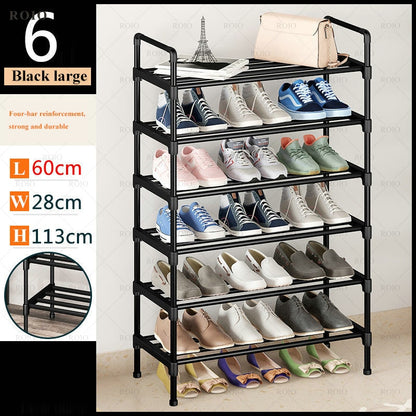 Simple Shoe Rack Metal Shoe Shelf Footwear Shoe Rack Living Room Space Saving Shoes Organizer Stand Holder Black Shoe Shelf - StorageandmoreStorage