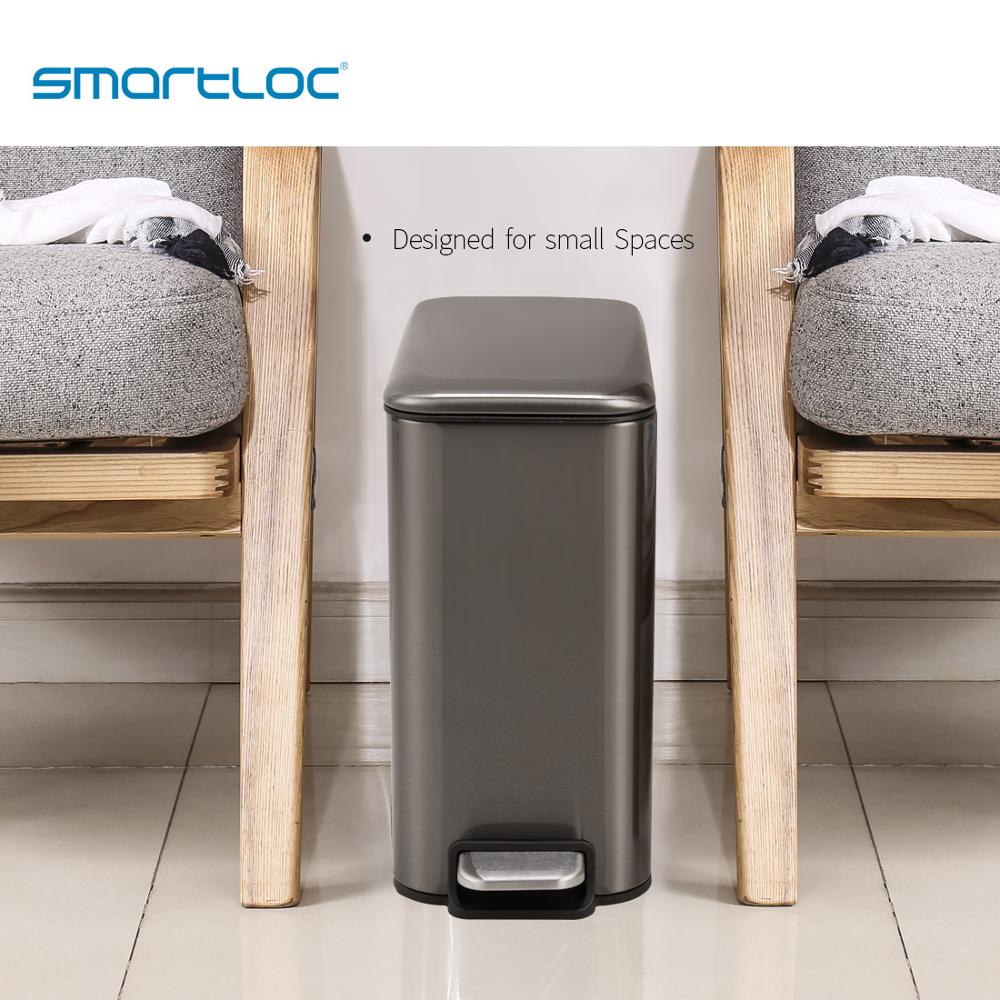 smartloc 5L Stainless Steel Rectangle Kitchen Trash Can  Dustbin Trash Bin Waste Bin Garbage Bag Holder Garbage Bin Kitchen Bin - StorageandmoreStorage