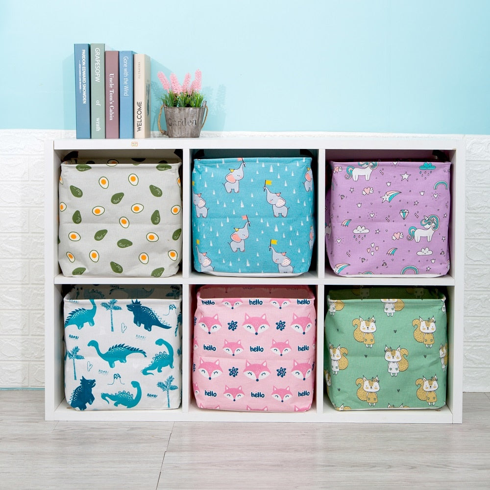 Cube Folding Fabric Storage Basket Closet Organizador Clothes Storage Boxes Home Office Shelf Organizers For Kids Toys Organizer - StorageandmoreStorage