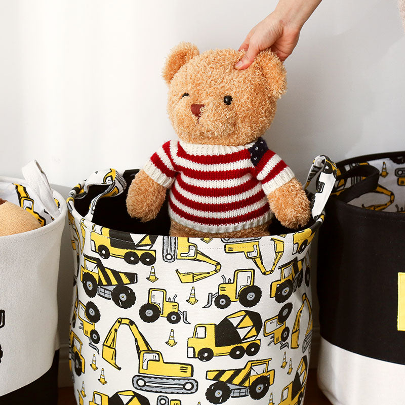 Cartoon Cars Printed Storage Basket For Toys Fabric Clothes Organizer Folding Large Laundry Basket For Dirty Clothes - StorageandmoreStorage