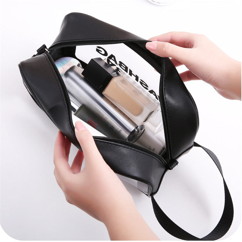 Women Portable Travel Wash Bag Female Transparent Waterproof Makeup Storage Pouch Large Capacity Cosmetic Organizer Beauty Case - StorageandmoreStorage