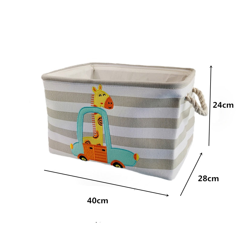 Cartoon Cars Printed Storage Basket For Toys Fabric Clothes Organizer Folding Large Laundry Basket For Dirty Clothes - StorageandmoreStorage