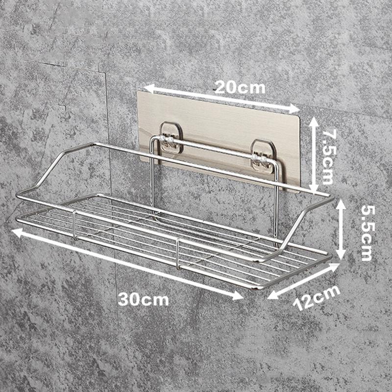 Stainless Steel Bathroom Storage Shelf Punch-Free Kitchen Bathroom Toilet Wall Hanging Storage Rack - StorageandmoreStorage