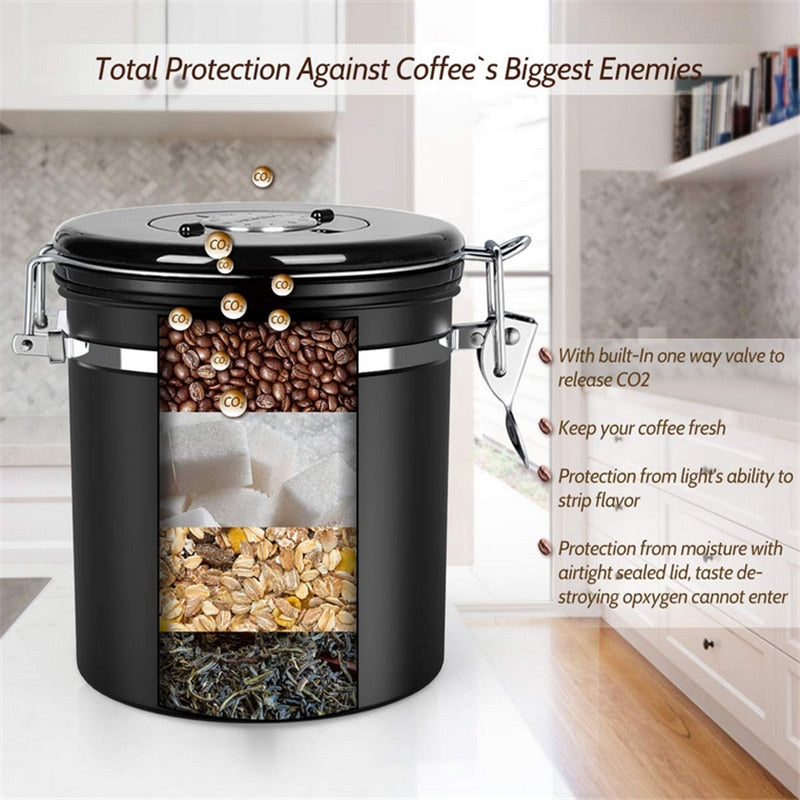 Stainless Steel Sealed Tank Storage Tank Moisture-proof Coffee Bean Milk Powder Jar Tea Pot Kitchen Grains Storage Box MSDL01 - StorageandmoreStorage