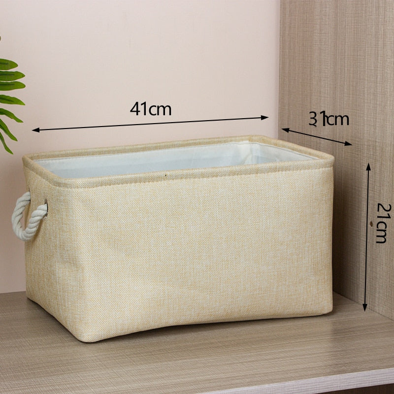 Cotton Linen Folding Storage Baskets Kids Toys Organizer Clothes and Sundries Storage Box Cabinet Storage Bag Laundry Basket - StorageandmoreStorage