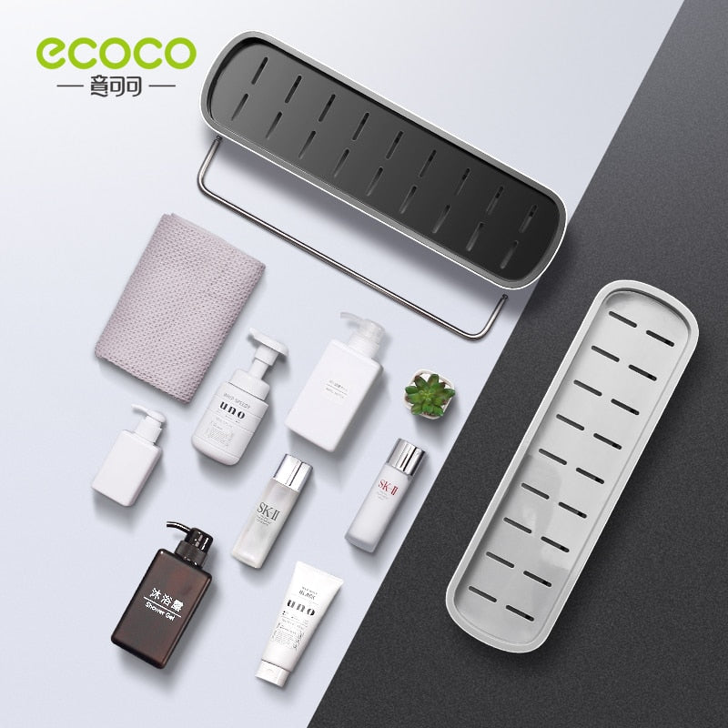 ECOCO Bathroom Shelves Organizer Wall Mount Home Towel shelf Shampoo Rack With Towel Bar Storage Rack Bathroom Accessories - StorageandmoreStorage