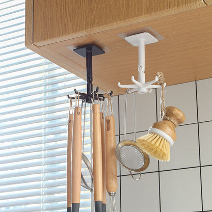 Kitchen Rotate Storage Rack Cupboard Shelf Hanging Hook Organizer Closet Clothes Shelf Hanger Wardrobe Holder Kitchen Storage - StorageandmoreStorage