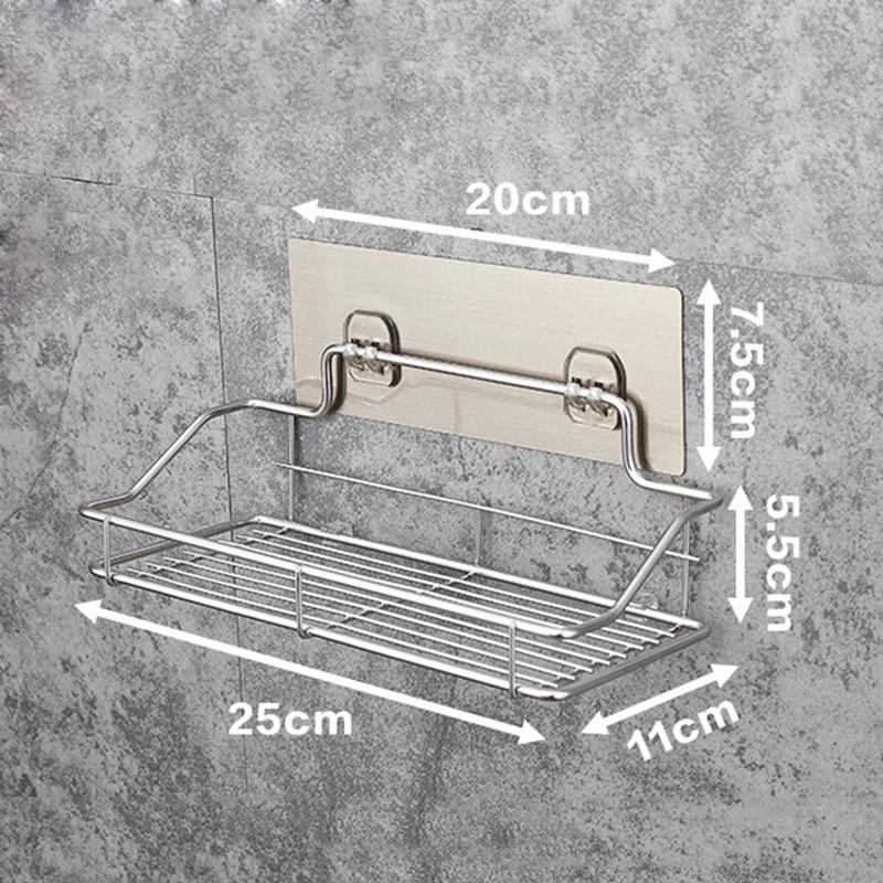 Stainless Steel Bathroom Storage Shelf Punch-Free Kitchen Bathroom Toilet Wall Hanging Storage Rack - StorageandmoreStorage