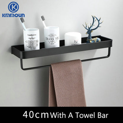 Black / White Bathroom Shelf Shampoo Holder Kitchen Storage Rack Bathroom Hardware Space Aluminum Shower Room Accessory - StorageandmoreStorage