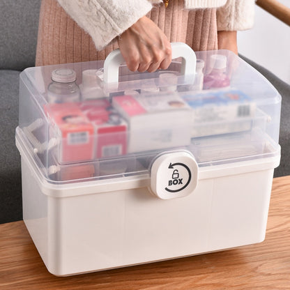 Portable First Aid Container Clear Plastic Medicine Storage Box Large Capacity Family Emergency Kit Storage Organizer - StorageandmoreStorage